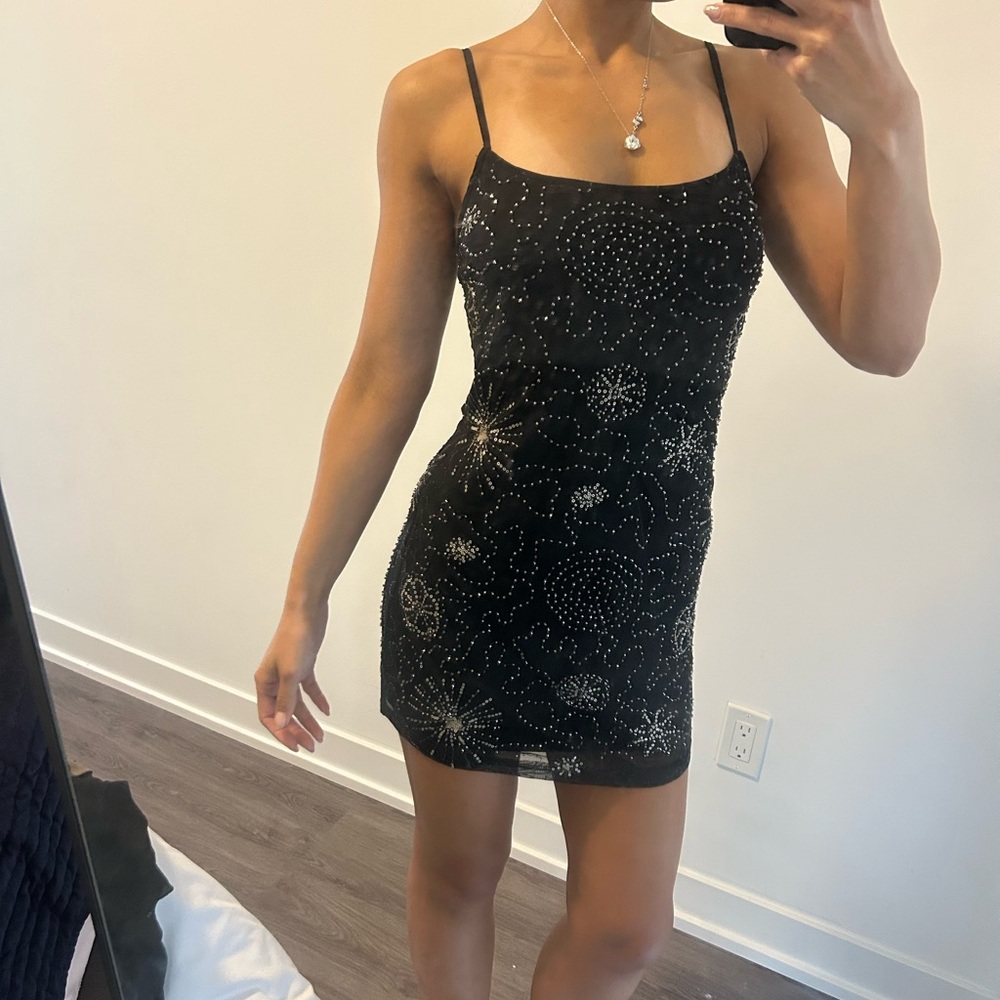 Stradivarius extra small Elegant Black Embellished Dress